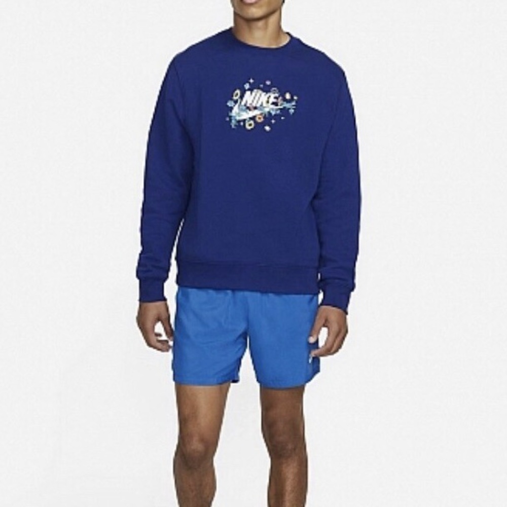 Nike Sportswear Floral Psychedelic Fleece Men’s Sweatshirt Deep Royal Blue Med